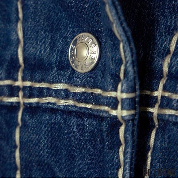 RE/ DONE **NWT** Cropped Chunky Stitch 'Trucker' Indigo Denim Jacket - Picture 11 of 16